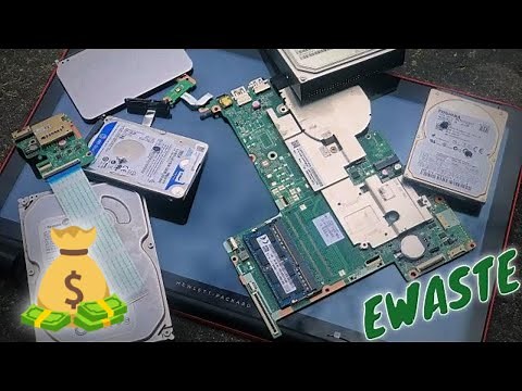 Destroying Hard Drives and Taking Apart An HP Touchscreen Laptop At An Electronic Recycling Business