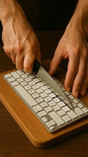 Cutting a Keyboard with a Knife ⌨️ | Viral Surreal Illusion #shorts #viral #fyp