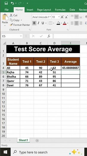 Test Score Average Excel Formula | Calculate Marks Average in Excel Easy Way