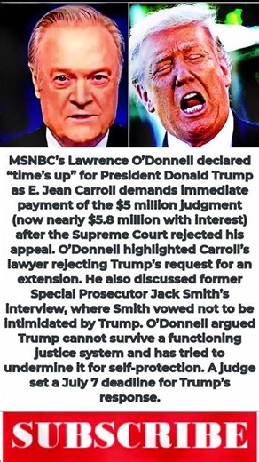 Lawrence O’Donnell Warns: “Time’s Up” for Trump Over E. Jean Carroll Payment