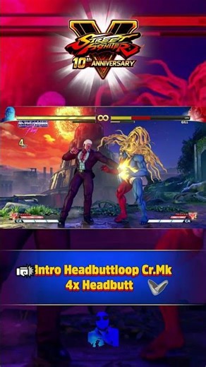 Street Fighter V 10th Anniversary - Intro Headbuttloop Cr.Mk, 4x Headbutt #shorts