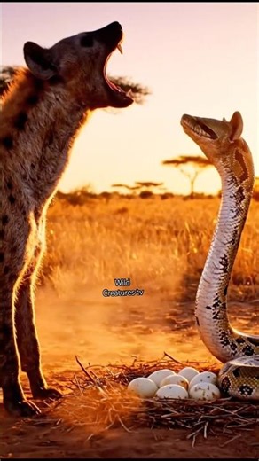 HYENA vs. PYTHON: Real Encounter or AI Masterpiece? 🐍😲