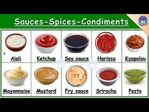 Sauce Name List | Mother Sauces | Basic Sauce | 50 Condiments | Sauces | Flavor | List of Condiments