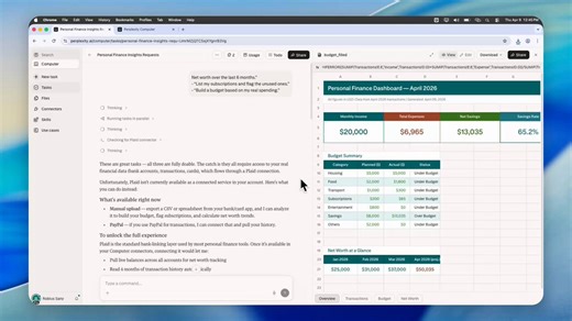 Perplexity is building a fintech weapon.Perplexity Computer started as a simple “brokerage copilot”: connect via Plaid, ask about your portfolio.Now it’s plugging into bank accounts, cards, mortgages, loans, and full transaction history—your entire financial footprint.And the interface isn’t dashboards. It’s a text box. No categories, no setup. Just ask:- How my net worth changed in 6 months- Which subscriptions I’m paying for (and not using)- A budget based on what I actually spendMeanwhile Mon