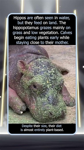 Hippo Baby Eating Grass