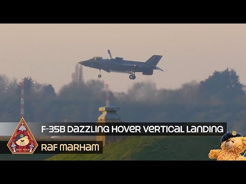 DAZZLING LOCKHEED MARTIN F-35B LIGHTNING HOVER SKILLS VERTICAL LANDING • RAF MARHAM