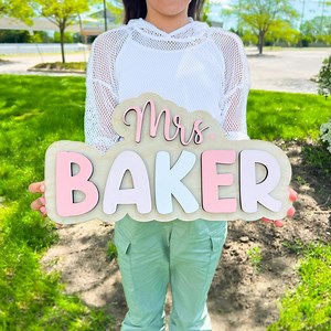 Personalized Teacher Door Sign | Classroom Door Sign | Teacher Name Sign | Teacher Welcome Sign | Flower Sign | Christmas Gift US - Etsy