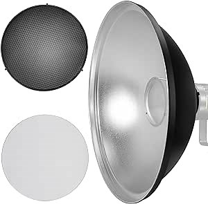 21.6"/55cm Beauty Dish Bowens Mount, Light Reflector Diffuser for Studio Strobe Flash Light Like Compatible with Neewer Vision 4 ML300 S101-300W S101-400W VC-400HS VE-300 Godox SL60W AD600 AD360