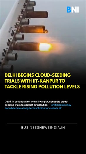 Business News India on Instagram: "Delhi took a major step toward cleaner air as it carried out its first cloud-seeding trial in collaboration with IIT-Kanpur to trigger artificial rain. Environment Minister Harmeet Singh Sirsa confirmed that eight fire flares were released during the 30-minute test, with rainfall expected within hours. If successful, Delhi plans more trials this week and a long-term artificial rainfall strategy to combat toxic smog levels. Credit - ahmedabadmirrorofficial . . .