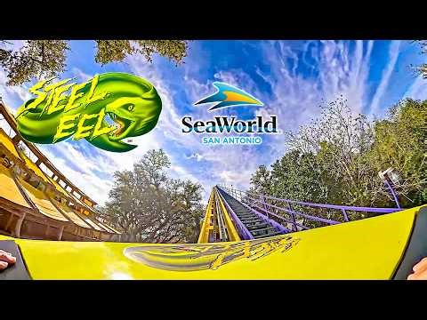 Steel Eel Roller Coaster On Ride Front Seat 4K POV SeaWorld San Antonio 2026 03 15