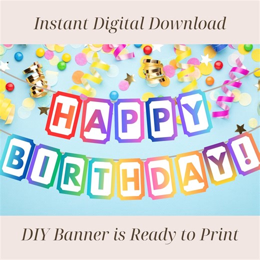 Happy Birthday Banner Printable, Party Decor, Birthday Garland (digital Download Printable) - Etsy