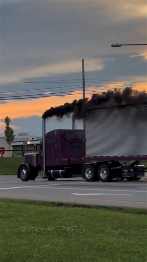 Rolling Coal in Style 💜 #Trucking #SemiTruck