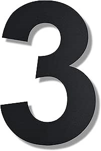 BetLight Modern Large House Numbers-12 Inch High Stainless Steel Floating Home Address Number for Outside/Black/Number 3