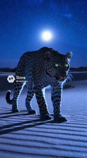 Silent Hunter of the Desert | Leopard Under Blue Moonlight