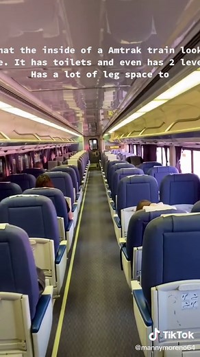 Comfortable Amtrak Train Interior with Spacious Leg Room and Food Options