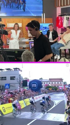 All the emotions from the Breakaway Live studio for a thrilling sprint finish 😲🤩 #cycling