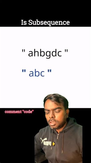 Rakesh Kumar on Instagram: "Is Subsequence | Leetcode 392 | #dsa #coding #codinginterview #leetcodeproblem #strings"