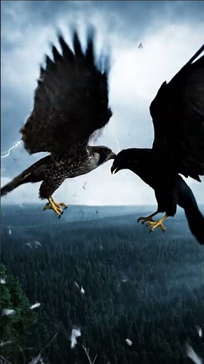 Falcon vs Crow | Stormy Sky Battle in 4K UHD | Epic Wildlife Cinematic