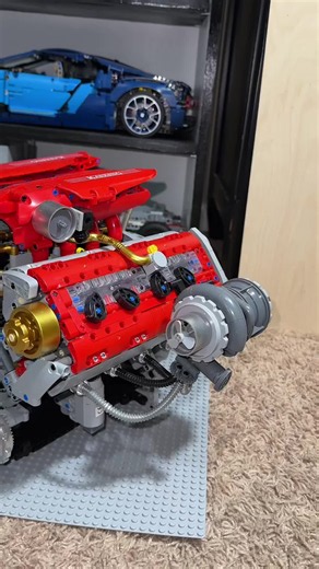 Red LEGO V8 Engine Build: Vacuum Engine Showcase
