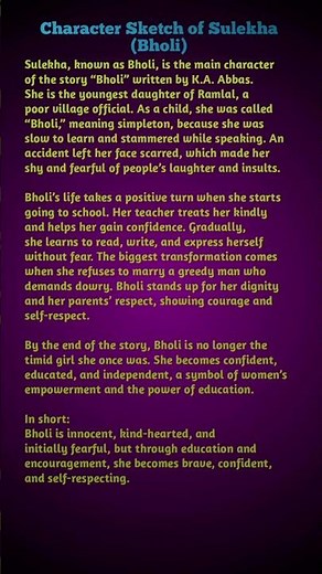 Character Sketch of Sulekha (Bholi) | Class 10 English Chapter Bholi | Easy Explanation #bholi