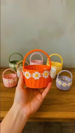 DIY Mini Woven Flower Baskets 🌸 | Handmade Craft Ideas | Colorful Cute Gift Baskets