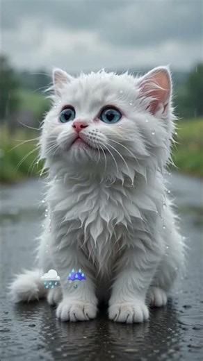 🌧️ Little Kitten Getting Soaked in the Rain 😿❤️