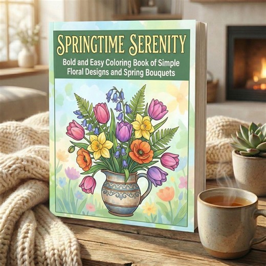 Springtime Serenity Coloring Book | Bold Floral Designs, Simple Bouquets (physical Book) - Etsy