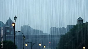 Rainy background loop - Seamless rain water looping raindrop nature storm particle flood dark droplet weather spatter stormy liquid