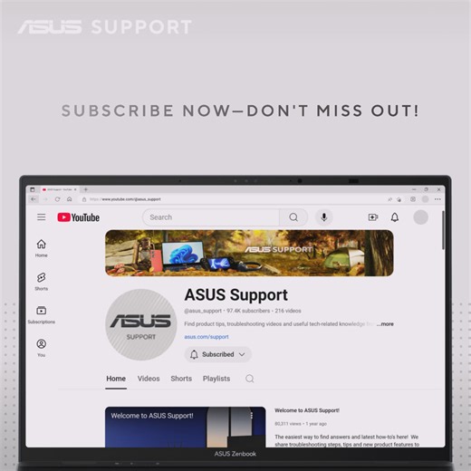 1.6K views · 26 reactions |  Introducing ASUS Support YouTube Channel – Your go-to for tech solutions! Explore tutorials and handy tips with clear visuals that make solutions simple and accessible. Tackle everyday tech tasks effortlessly, at home or on the go. Subscribe now and unlock the full potential of your devices!  https://www.youtube.com/@asus_support #ASUSSupportYouTube #ASUSsupport | ASUS | Facebook
