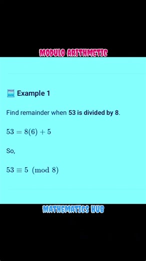 Modulo arithmetic #viralreels #viral #maths #solve | Mathematics Hub