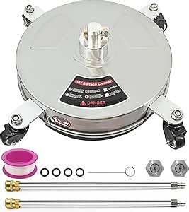 Amazon.com: AgiiMan 14" Pressure Washer Surface Cleaner - Stainless Steel Power Washer Surface Cleaner with 2 Extension Wand, 4000 PSI Pressure Washer Attachment with Wheels for Driveway, Sidewalk, Patio, Sliver : Patio, Lawn & Garden