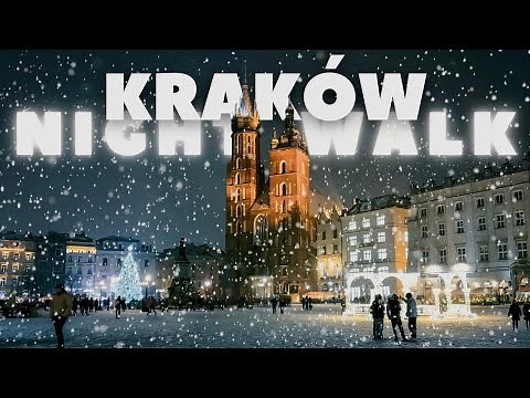 Snowy WINTER Night Walk in KRAKÓW - Old Town Covered in Snow | 4K