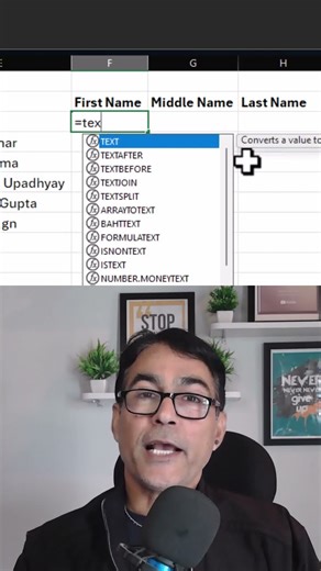 Textsplit function in Excel in hindi | split text to column #shorts