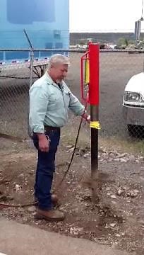 Owner Demonstrating the Man Saver Post Driver