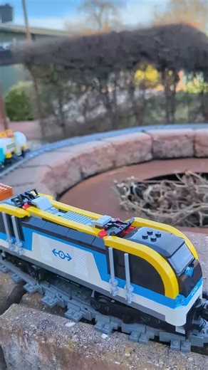 LEGO Cargo Train Riding Around a Fire Pit 🚂