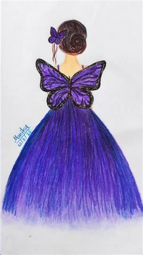 Beautiful Butterfly Fairy Girl Drawing ...🦋💜#shorts #drawing #artshorts #artchannel #youtubeshorts