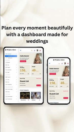 Elegant Wedding Planner Dashboard for Events, Budgets & Vendor Management