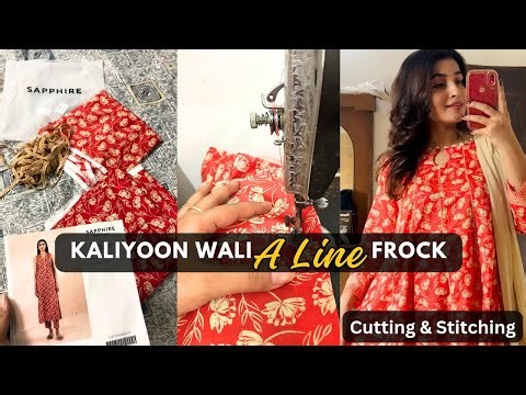 Beautiful Frock 😍 || Full Flared A Line Frock || Step by Step || Cutting with stitching