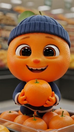 Cute Orange Character Exploring Fruit Market! 🍊✨ (3D Animation)