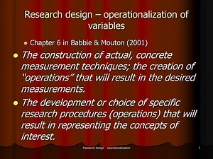 Research design – operationalization of variables - SlideServe