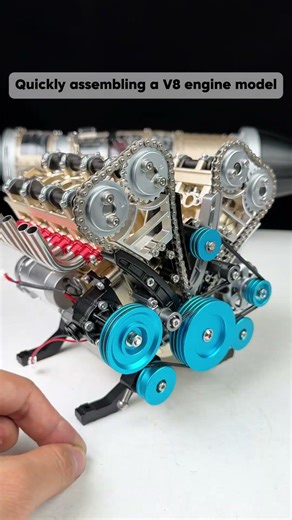 Quickly assembling a engine model #miniengine #v8engine #EngineModel #model #engine