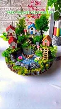 Beginner Friendly Village Mountain DIY 🏡 | Easy Handmade Craft Tutorial #easydiy #artandcraft #viral