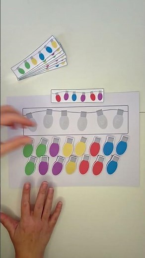 Christmas Light Pattern Matching Activity for Preschool | Printable | Fine Motor & Colour Learning