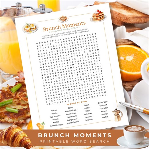 Brunch Word Search Printable, Brunch Party Game for Adults, Breakfast Food Puzzle, Shower or Brunch Icebreaker Activity - Etsy