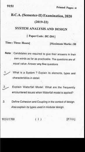 BCA 2nd semester (2020) System analysis and Design | #brabu #bca_204 @Question_academy