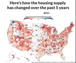 The U.S. is experiencing an unprecedented housing inventory crunch. MarketWatch analyzed more than five years of monthly housing inventory statistics from Realtor.com. You can check out the change in your state here: https://trib.al/P6XMobe | MarketWatch