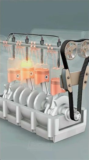 Inline Four Cylinder engine animation #solidworks #cad #automobile #trending #cadsoftware #motorcad