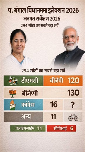 🚨🗳️West Bengal Election 2026: किसकी बनेगी सरकार? 😲 BJP vs TMC Big Exit Poll Survey! #KhelaHobe​
