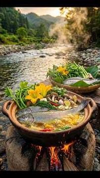 Fresh River Fish & Pumpkin Vines, Cooked the Traditional Way