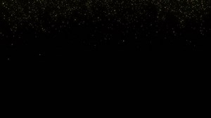 Descargar resumen dorado brillante partículas que cae abajo en negro antecedentes. Ciencias ficción. 3d representación. animación gratis
